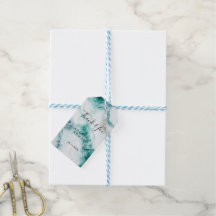 Élégant Peacock Green Marble Mariage Tags cadeaux