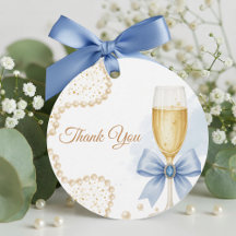 Elegant Pearls & Prosecco Bridal Shower Favor Tag