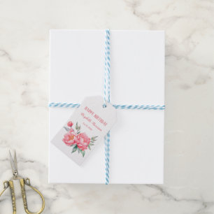 Étiquettes-cadeau Elégant Pink Peony Botanical Anniversaire Brunch