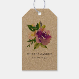 Étiquettes-cadeau Elégant Purple Aquarelle Floral Kraft Prix Tags