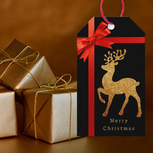 Étiquettes-cadeau Élégant renne de Noël classique moderne
