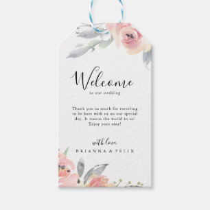 Étiquettes-cadeau Elégant rose Blush Floral Mariage Bienvenue