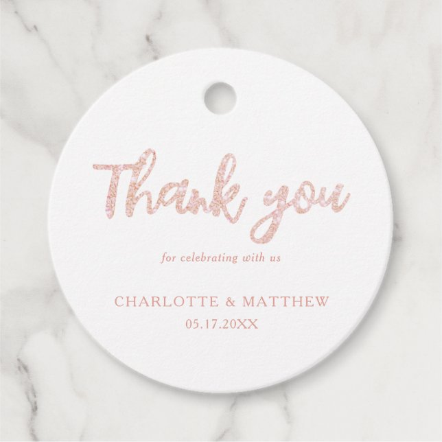 Étiquettes Cadeau Élégant Rose brillant Parties scintillant or maria (Devant)