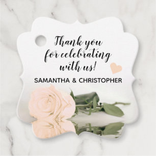 Étiquettes Cadeau Élégant Rose de pêche pâle Merci Mariage