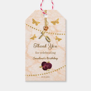 Étiquettes-cadeau Élégant Rose Floral Orange Papillons Merci
