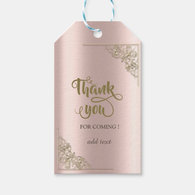 Étiquettes-cadeau Elégant Rose Gold Frame Merci Or (Devant)