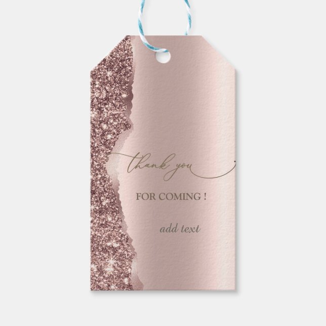 Étiquettes-cadeau Elegant Rose Gold Glitter Script  (Devant)