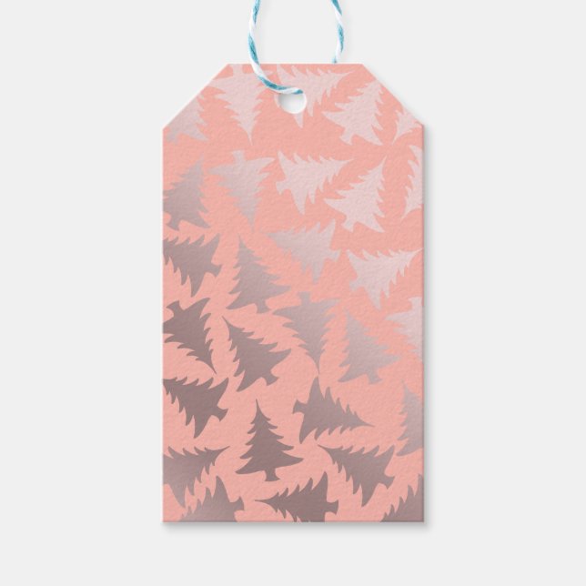 Étiquettes-cadeau Élégant Rose Gold & Pink Christmas Tree Motif (Devant)
