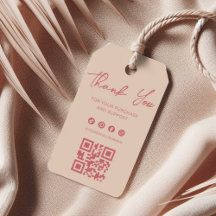 Elegant Rose & Ivory Thank You Label Hang Tag