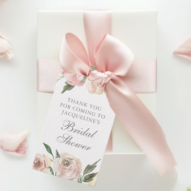 Étiquettes-cadeau Élégant rose poudré floral personnalisé pour la do (Créateur téléchargé)