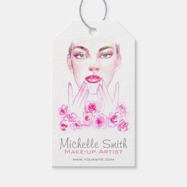 Étiquettes-cadeau Elégant rose Roses Floral Aquarelle Beauté Salon (Devant)