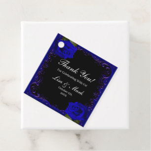 Étiquettes Cadeau Élégant Roses Goth Blue