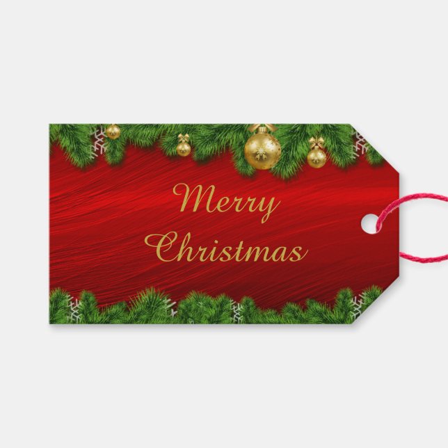 Étiquettes-cadeau Élégant Rouge avec pin Noël Noël Noël Noël (Devant (Horizontal))