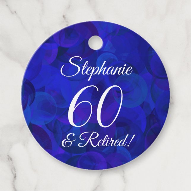 Étiquettes Cadeau Élégant Royal Blue 60 et retraite à la retraite (Devant)