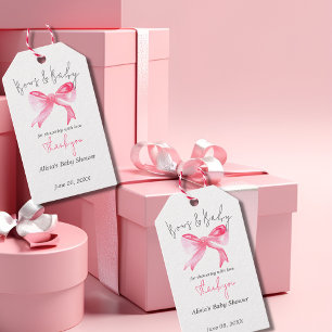Étiquettes-cadeau Élégant Ruban rose vaches et Baby shower bébé fill