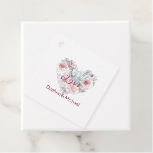 Étiquettes Cadeau Elegant Rustic Pink Moderne Chic Heart Script