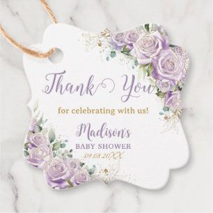 Étiquettes Cadeau Élégant saumon roses lilas violettes Fête de bébé