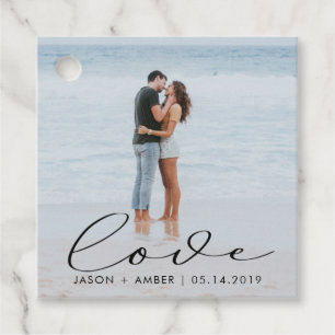 Étiquettes Cadeau Élégant script d'amour photo mariage