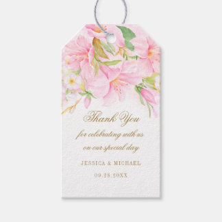 Étiquettes-cadeau Élégant Script Floral Monogram Mariage Merci