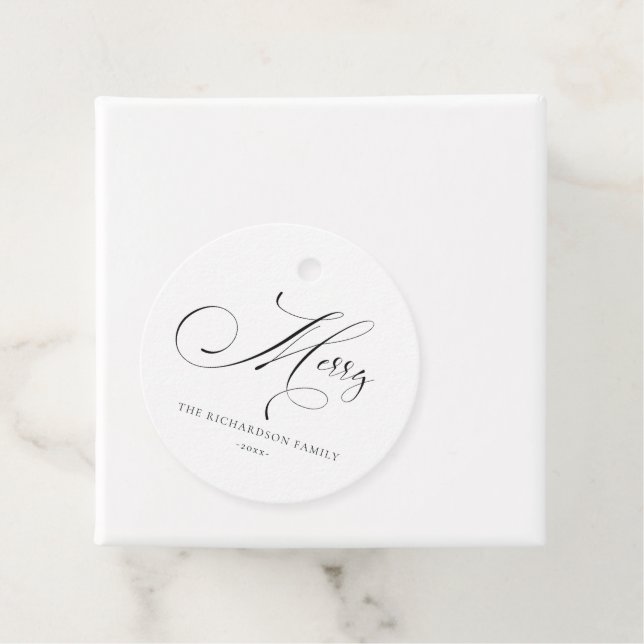 Étiquettes Cadeau Élégant Script minimal Joyeux voeux de Noël (En situation)