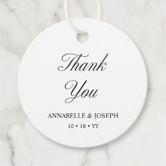 Étiquettes Cadeau Élégant script minimaliste Mariage blanc formel