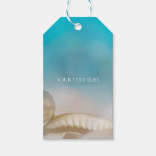 Étiquettes-cadeau Elégant Sea Shells Blue Tropical Beach Mariage