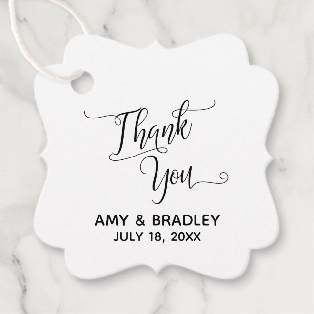 Étiquettes Cadeau Élégant, simple Mariage de Merci (Devant)