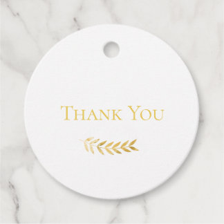 Étiquettes Cadeau Élégant simple Monogramme Golden Feuille Mariage