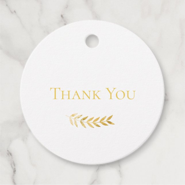 Étiquettes Cadeau Élégant simple Monogramme Golden Feuille Mariage (Devant)