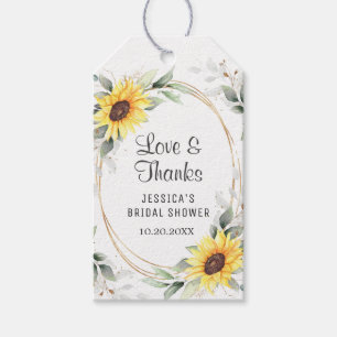 Étiquettes-cadeau Elegant Sunflower Greenery Bridal Shower Thank You