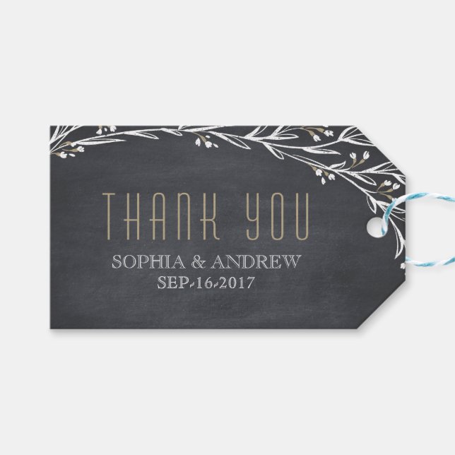 Étiquettes-cadeau Elégant tableau floral mariage rustique merci (Devant (Horizontal))
