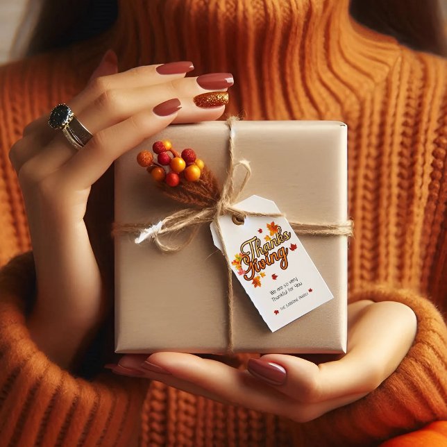 Étiquettes-cadeau Élégant Thanksgiving feuillage automne automne aut (Créateur téléchargé)
