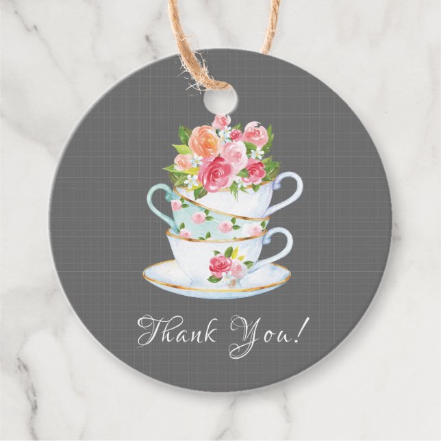 Étiquettes Cadeau Élégant thé nuptiale Douche Favoriser cadeau balis (Devant)
