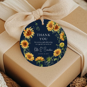 Étiquettes Cadeau Elégant tournesol d'automne et Mariage de de la M