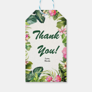 Étiquettes-cadeau Elégant Tropics Vert Feuille Floral Aquarelle