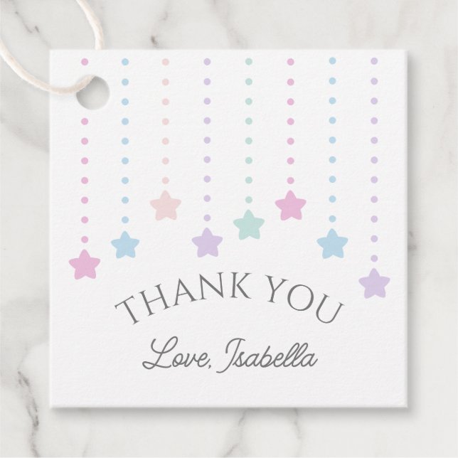 Étiquettes Cadeau Elégant Twinkle Little Stars Baby shower Merci (Devant)