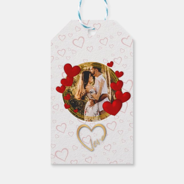 Étiquettes-cadeau Élégant Valentines, Amour, Anniversaire Coeur Roug (Dos)