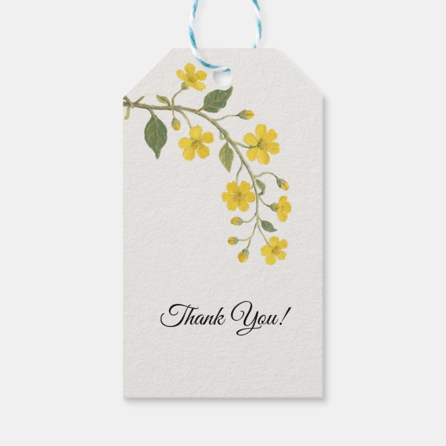 Étiquettes-cadeau Élégant vert jaune Fleur sauvage Floral (Dos)