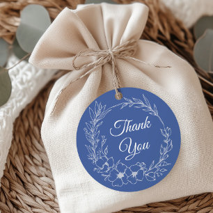 Étiquettes Cadeau Elégant Vintage Romance Dusty Blue Floral Mariage