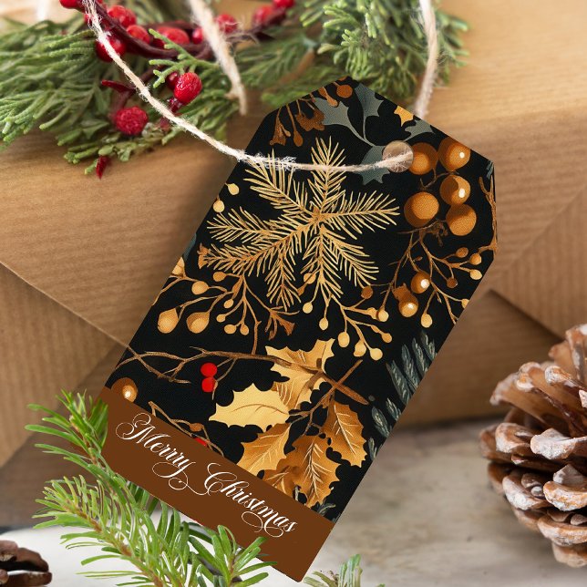 Étiquettes-cadeau Elegant Winter Botanical Merry Christmas Corporate (Créateur téléchargé)