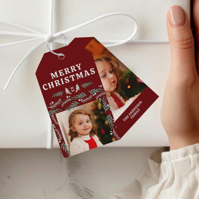 Étiquettes-cadeau Elégante À feuillage persistant Garland Border Deu (Créateur téléchargé)