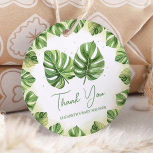 Étiquettes Cadeau Elégante aquarelle Baby shower de palme tropicale