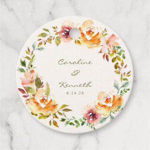 Étiquettes Cadeau Elégante aquarelle colorée Floral Mariage personna