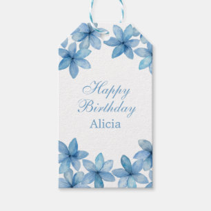 Étiquettes-cadeau Elégante aquarelle Fleur Bleue N'importe quel âge