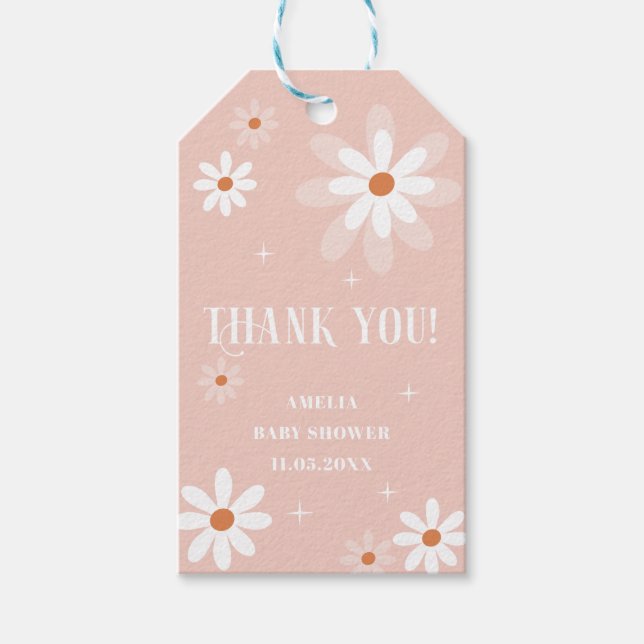 Étiquettes-cadeau Elégante aquarelle Fleurs marguerites bébé en fleu (Devant)