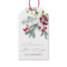 Elégante aquarelle hiver verdure Berries rouges