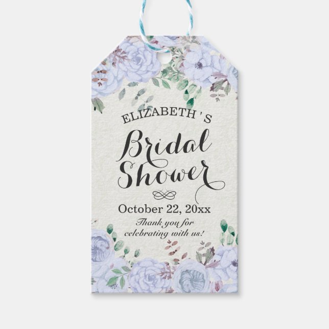 Étiquettes-cadeau Elégante aquarelle Mariage Floral Fête des mariées (Devant)