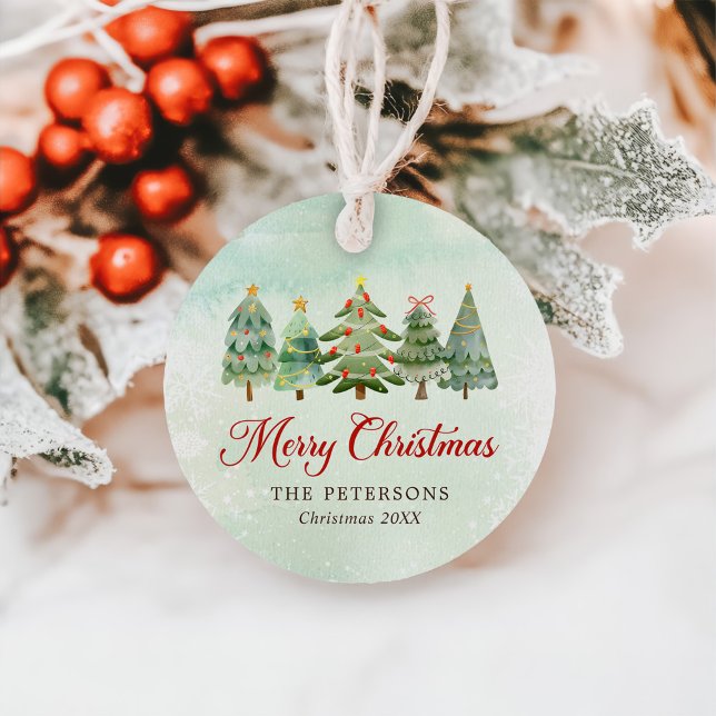 Étiquettes Cadeau Elégante aquarelle Noël Arbre de Noël Fête (Créateur téléchargé)