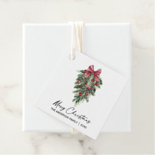 Étiquettes Cadeau Elégante aquarelle Pine Calligraphie Encre Noël