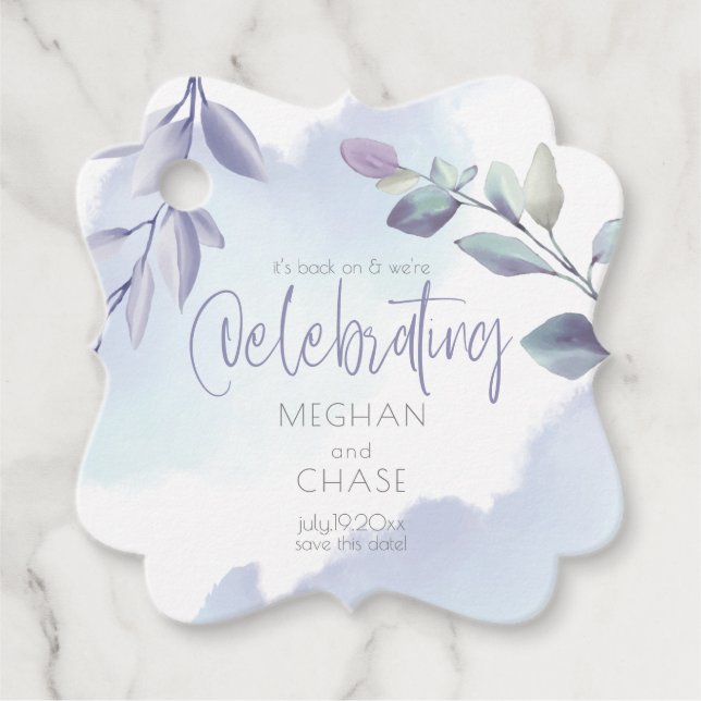 Étiquettes Cadeau Élégante aquarelle rustique feuilles de lilas aqua (Devant)